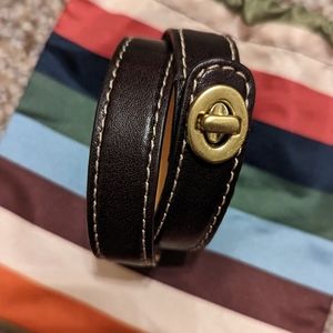 Coach brown leather wrap bracelet